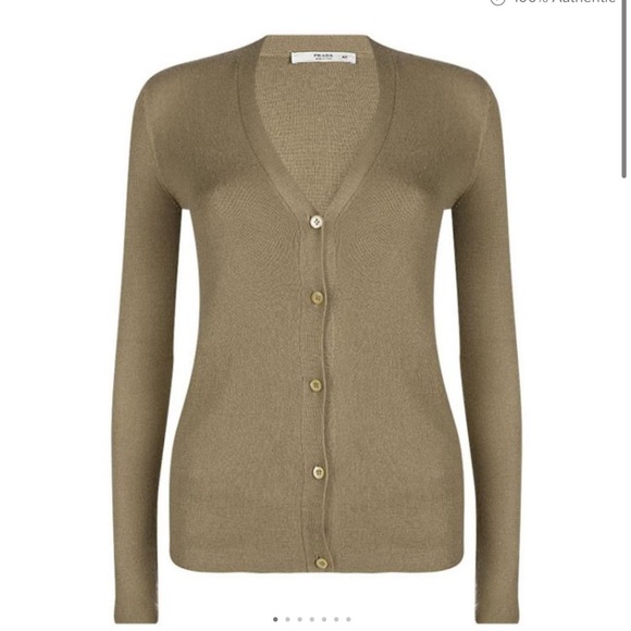 Prada Brown Cashmere Silk Button Front Long Sleeve Cardigan size 42 medium - Picture 1 of 10